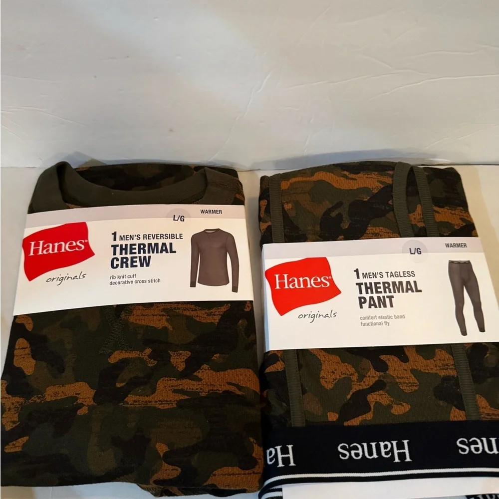 Hanes Originals Men's Raschel Reversible Knit Thermal Top & Thermal Bottom